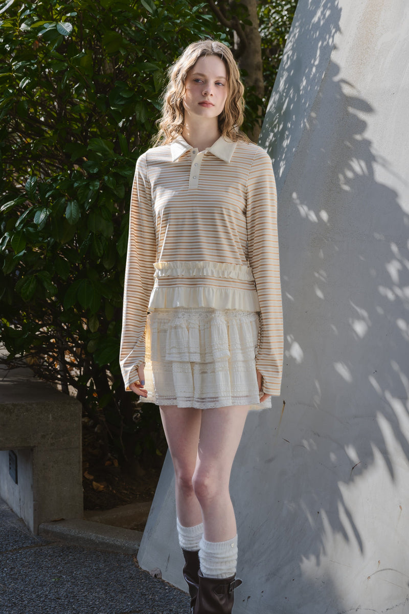 border frill polo shirt