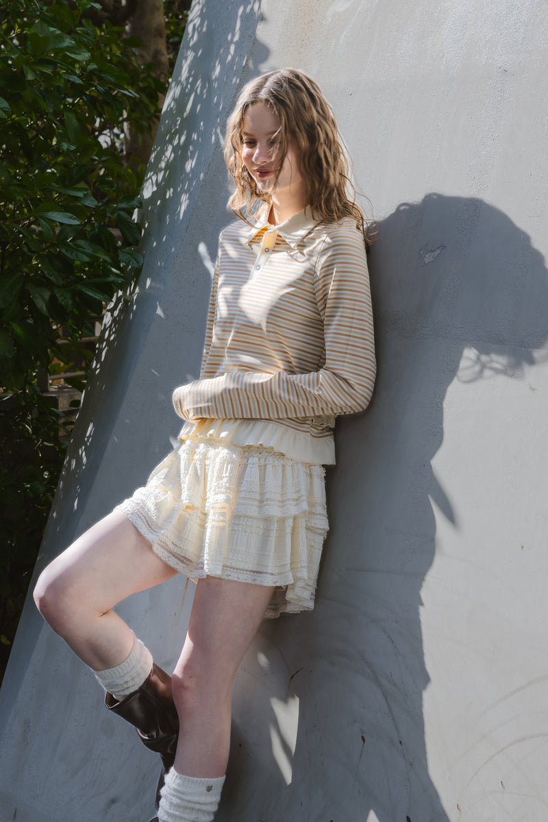 lace tiered frill mini skirt