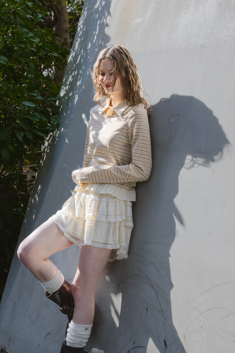 border frill polo shirt