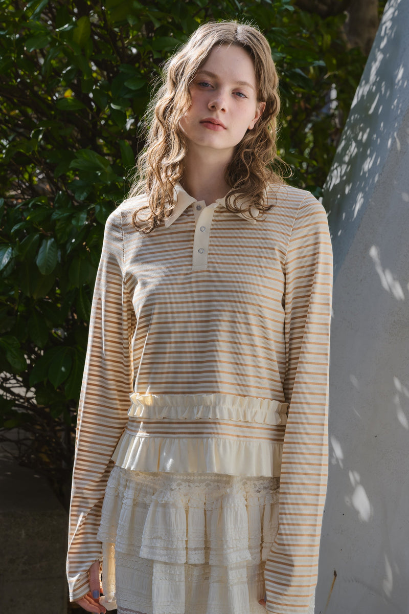 border frill polo shirt