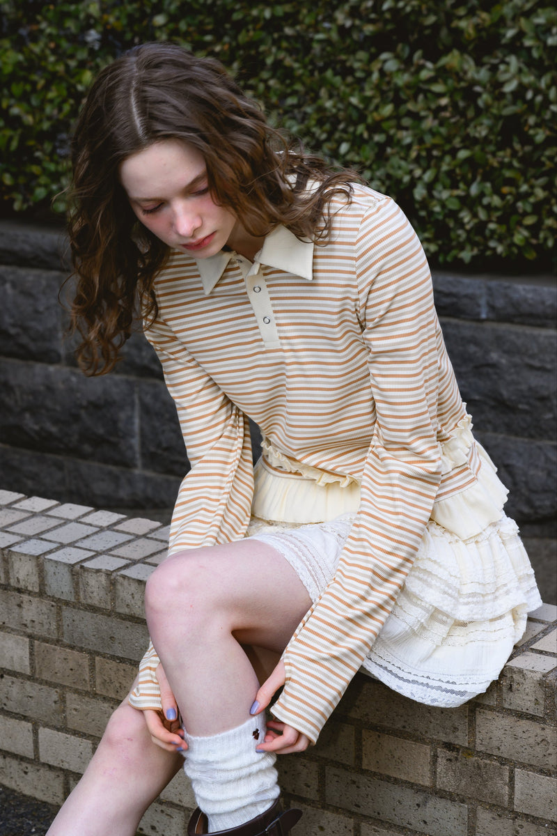 border frill polo shirt