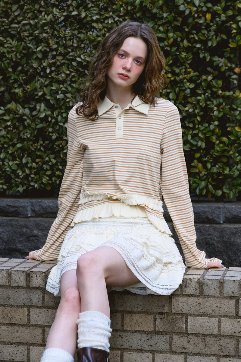 border frill polo shirt