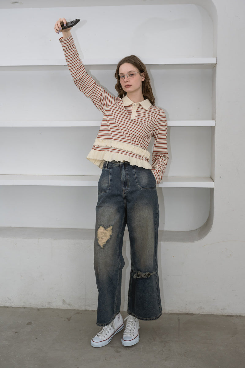 border frill polo shirt