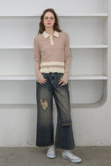 border frill polo shirt