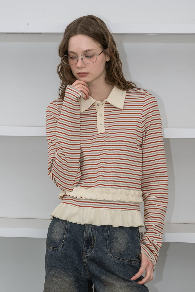 border frill polo shirt