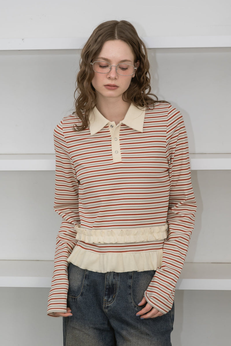 border frill polo shirt