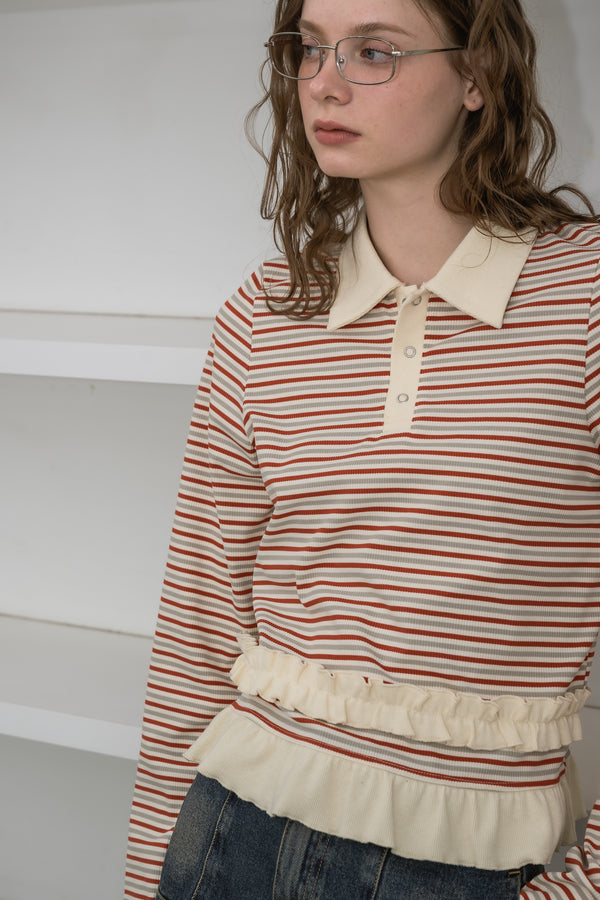 border frill polo shirt