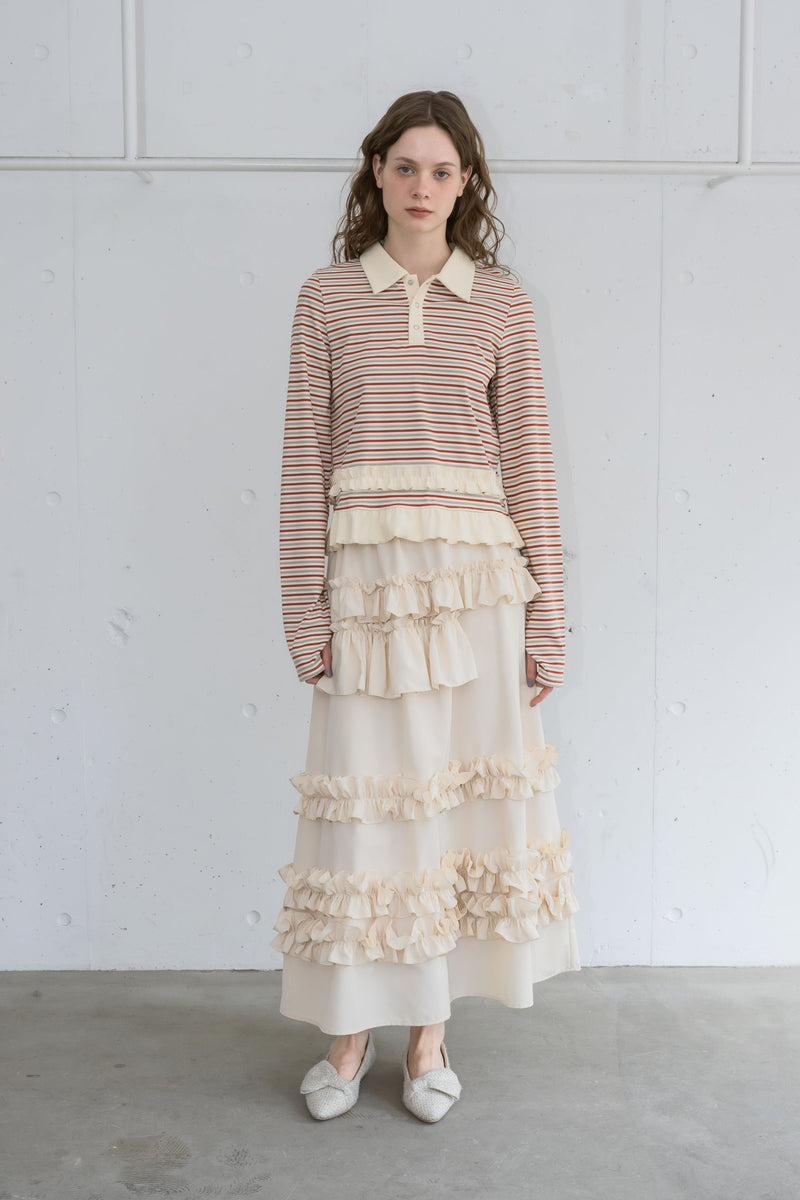 border frill polo shirt