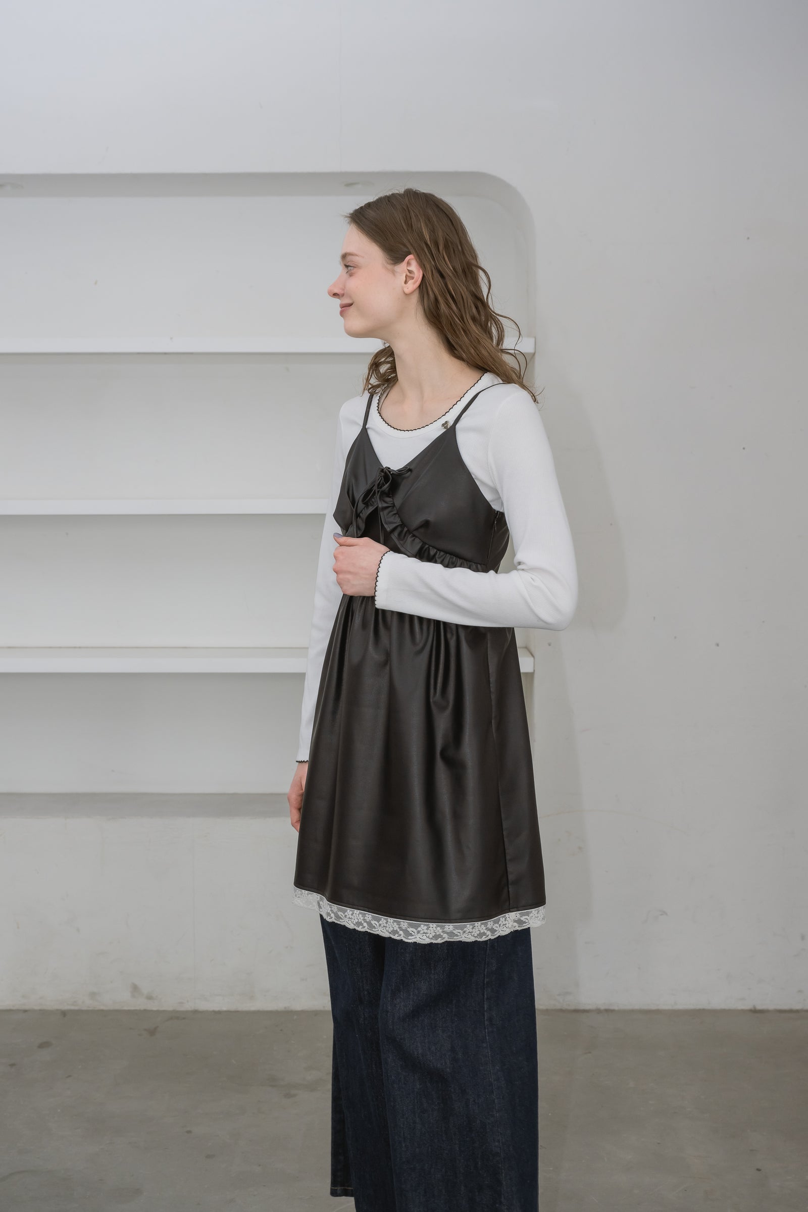 leather frill onepiece – idem
