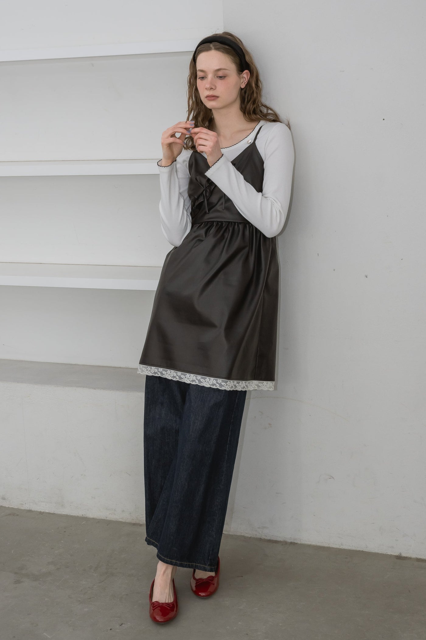 idem イデム　many frill mini onepiece leather frill onepiece – idem