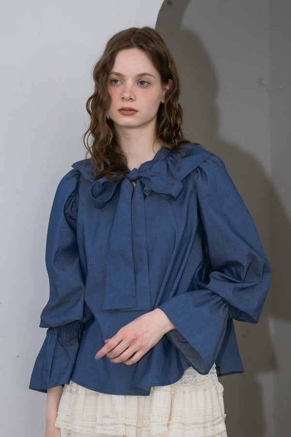 bowtie ribbon frill blouse