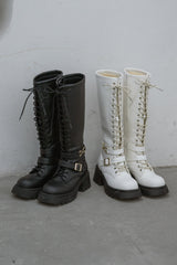 lace up buckle long boots (NEW COLOR)