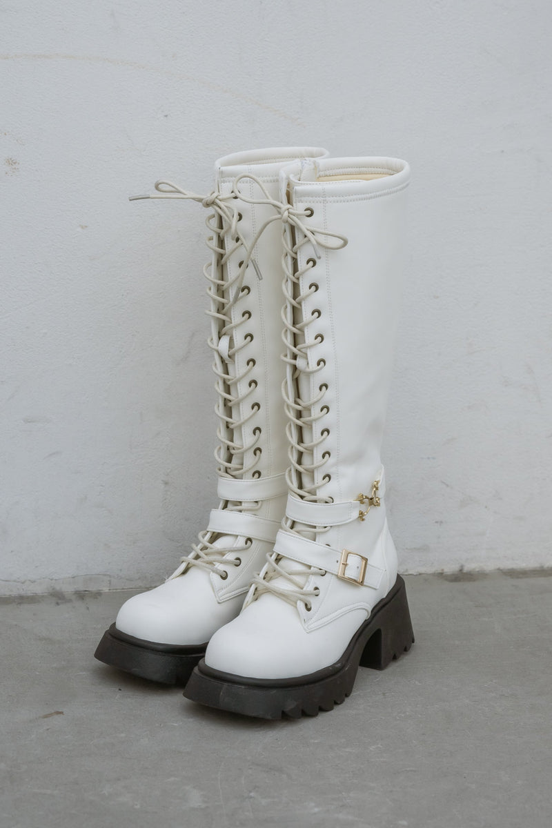 lace up buckle long boots (NEW COLOR)