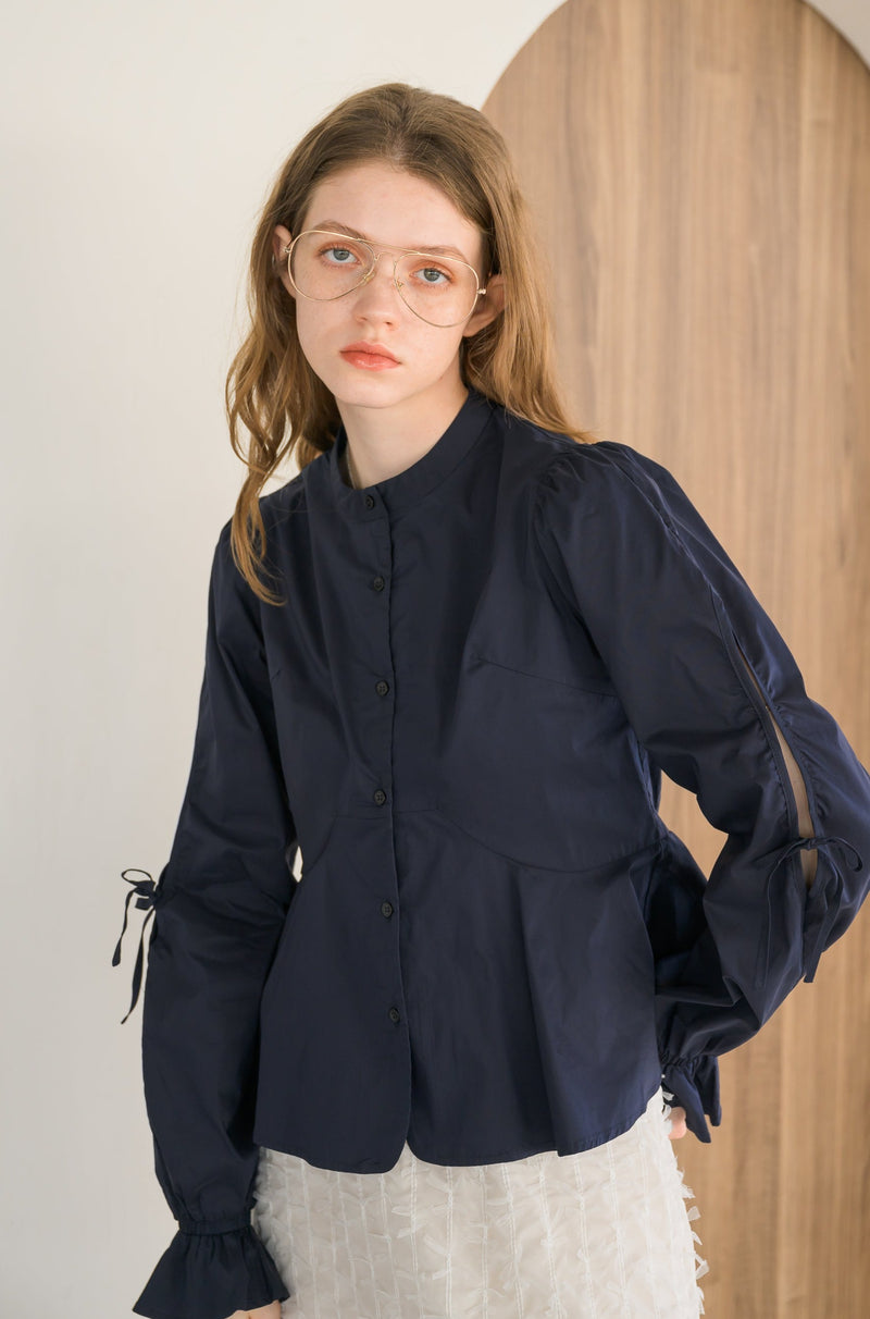 design sleeve peplum blouse