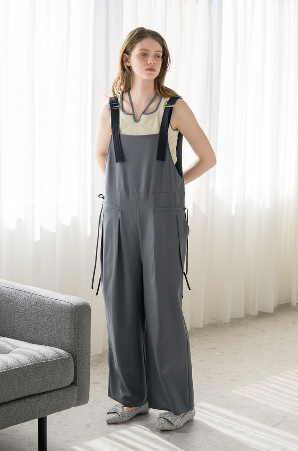 side ribbon overalls
