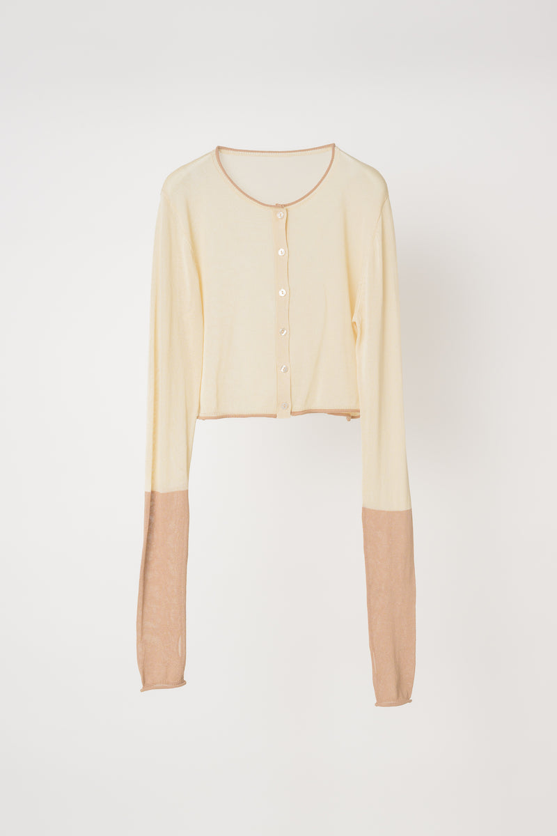 bicolor sheer knit cardigan