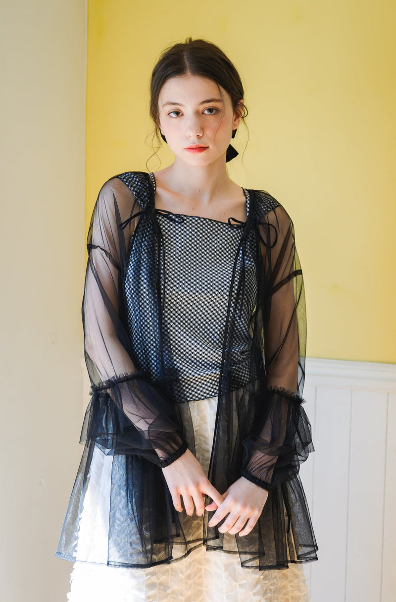 tulle frill blouse
