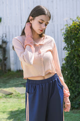bicolor sheer knit cardigan