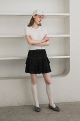 lace tiered frill mini skirt