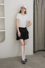 lace tiered frill mini skirt