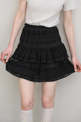 lace tiered frill mini skirt