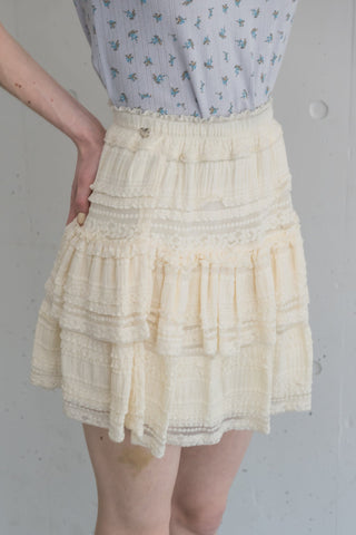 lace tiered frill mini skirt