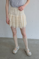 lace tiered frill mini skirt