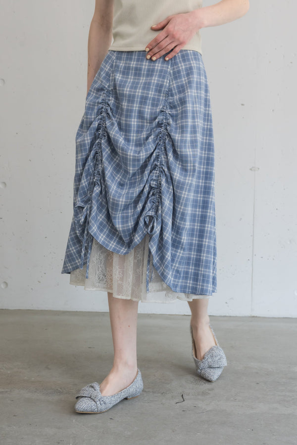 lace layered drawstring skirt