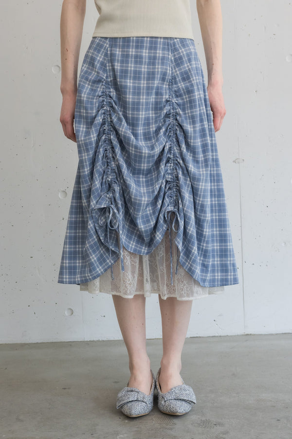 lace layered drawstring skirt