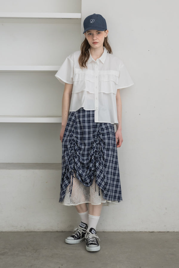 lace layered drawstring skirt