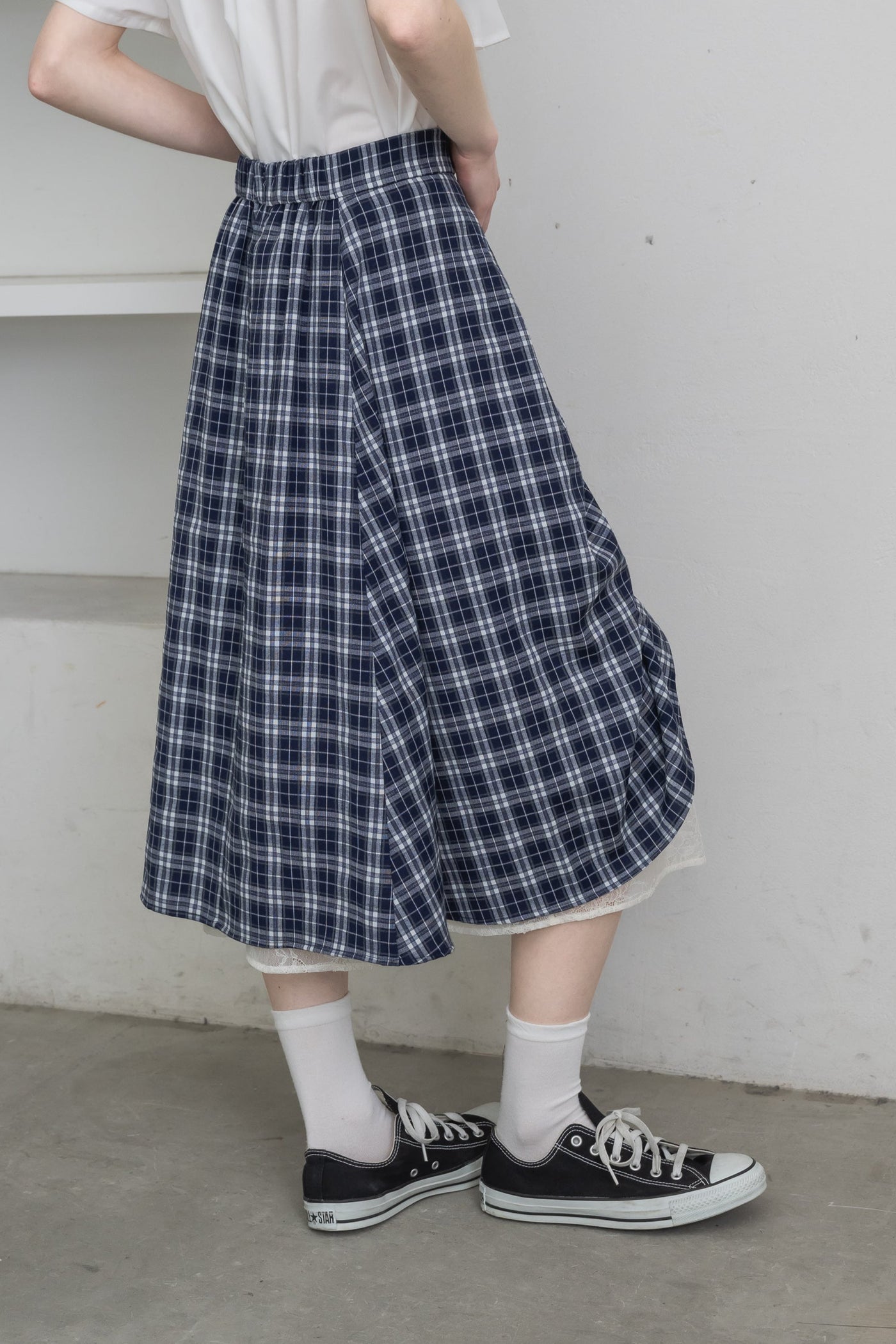 lace layered drawstring skirt – idem