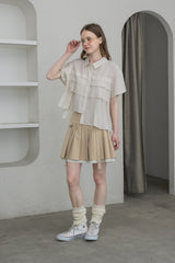 layered pleats mini skirt