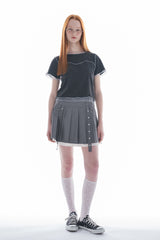 layered pleats mini skirt