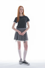 layered pleats mini skirt