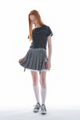 layered pleats mini skirt