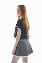 layered pleats mini skirt