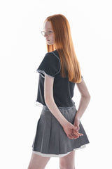 layered pleats mini skirt