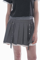 layered pleats mini skirt