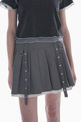 layered pleats mini skirt