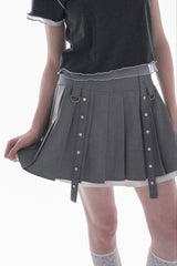 layered pleats mini skirt
