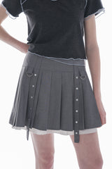 layered pleats mini skirt