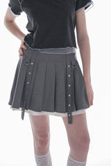 layered pleats mini skirt