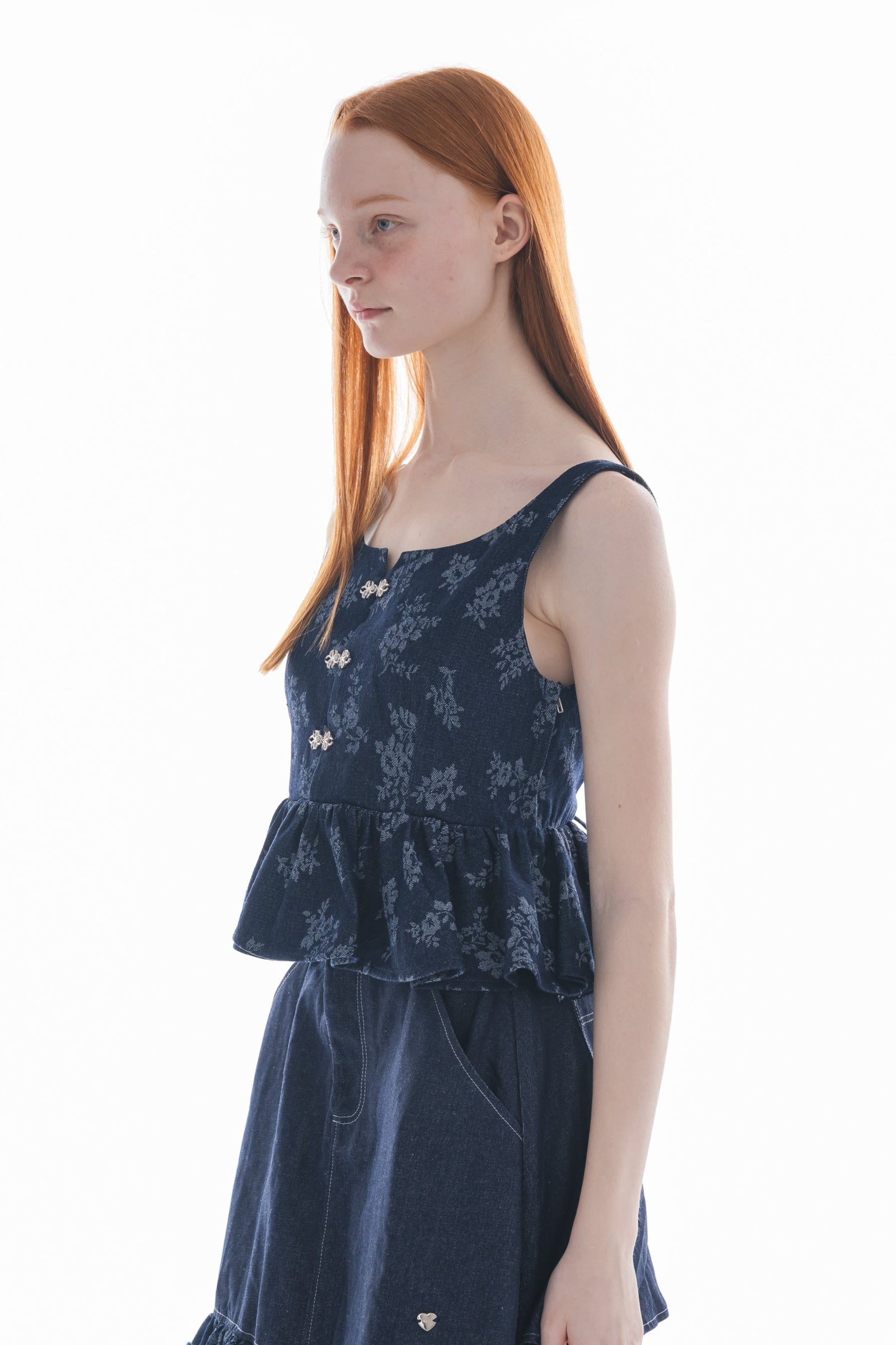 idem イデム　flower jacquard denim bustier flower jacquard denim bustier – idem