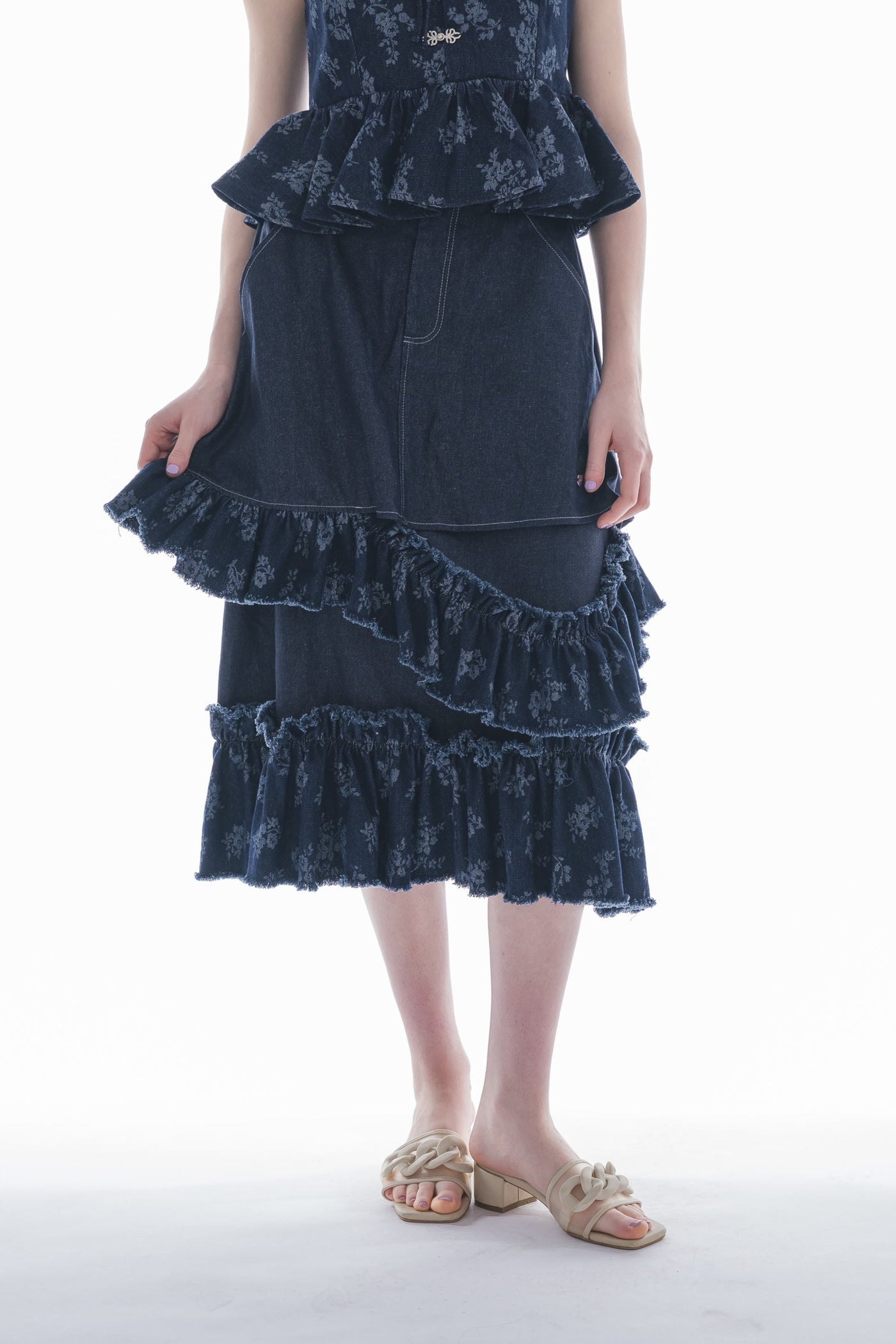 idem イデム　damage frill denim skirt damage frill denim skirt – idem