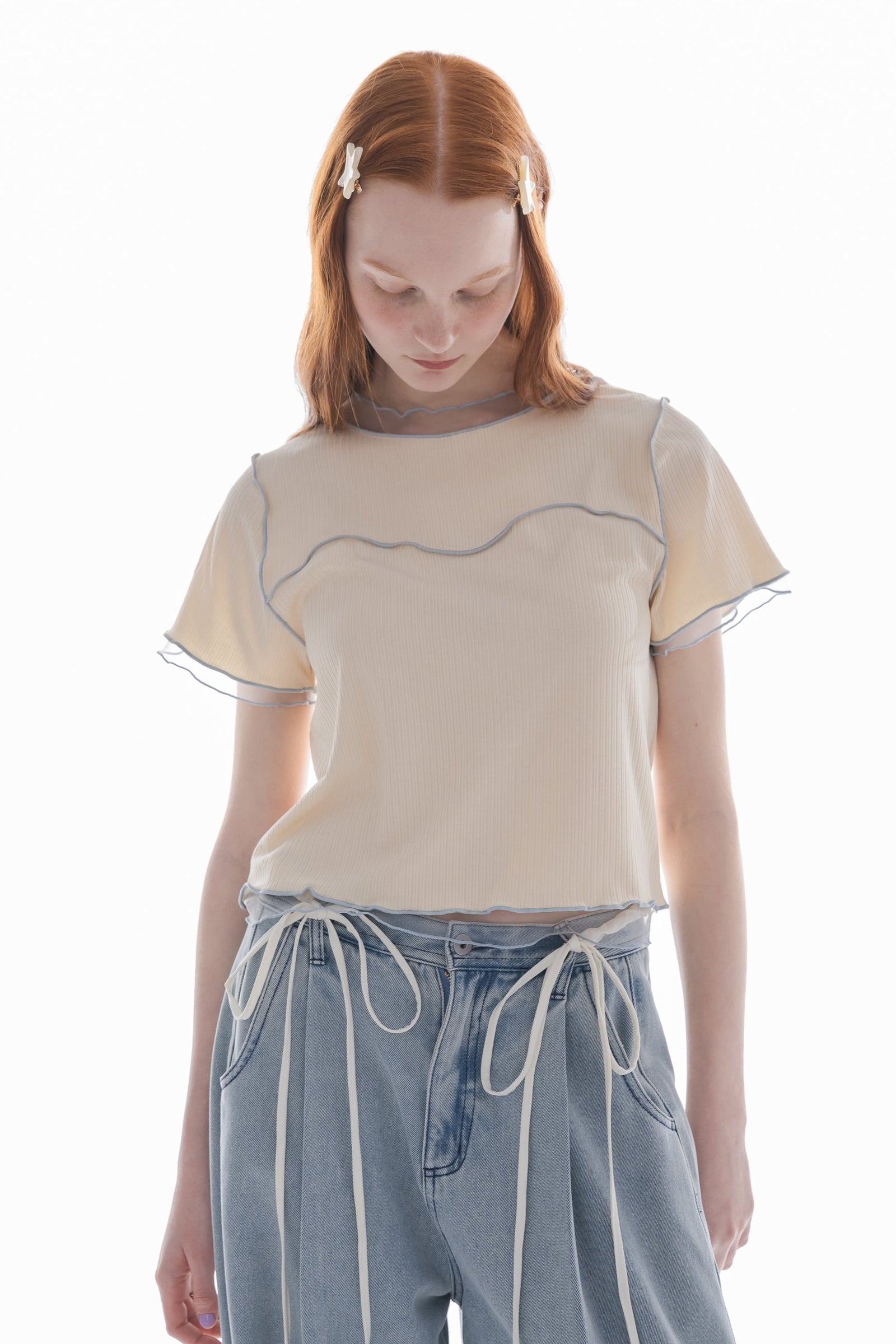 nae Sheer Layered Tops グレー　M 25AUTUMN PRE-ORDER】Sheer Layered Tops
