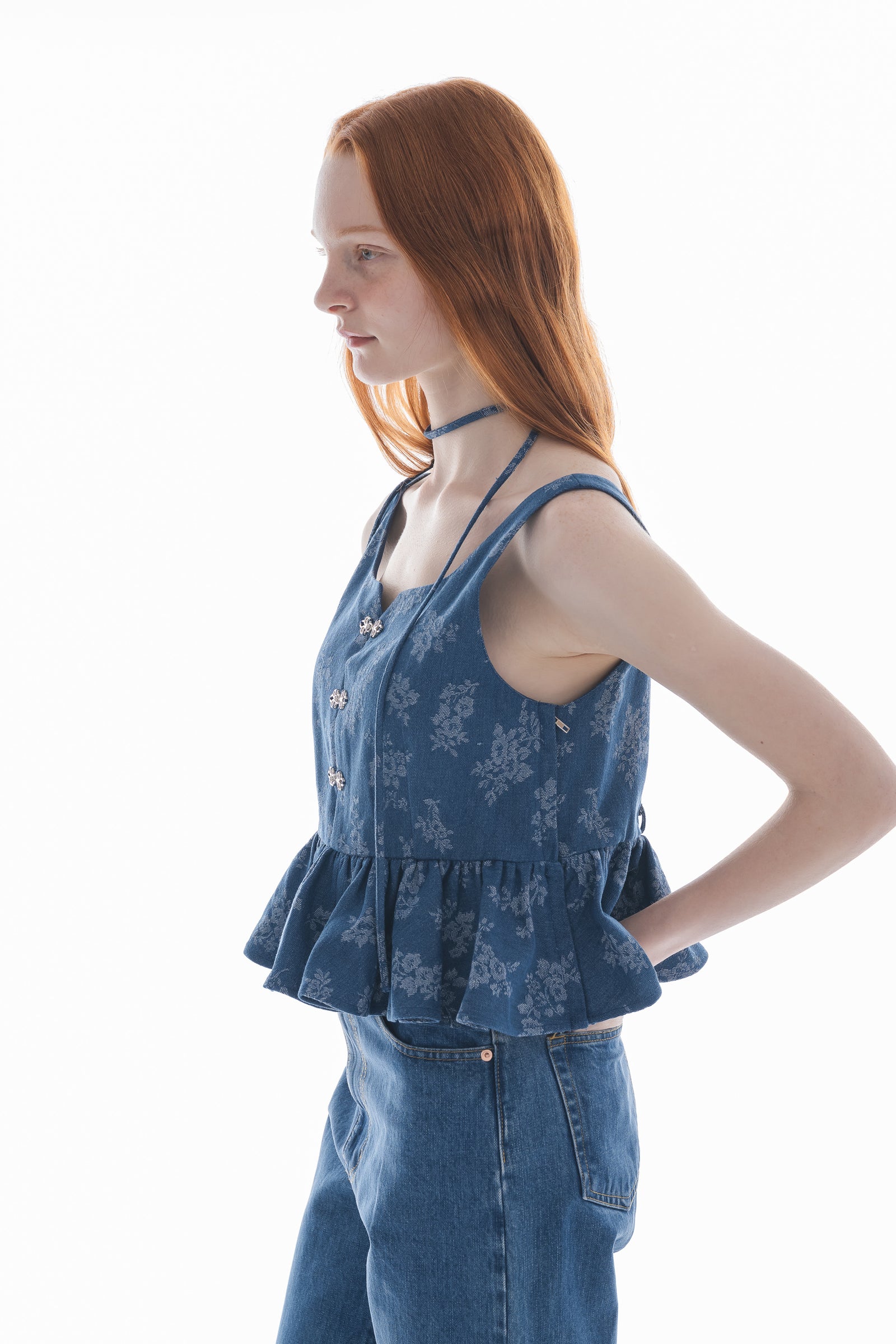 Cindi Bendi CREA デニム立体モチーフデニムカバーオール 3D 3D体型別デニム・すっきりストレート(31_O体型13号68cm