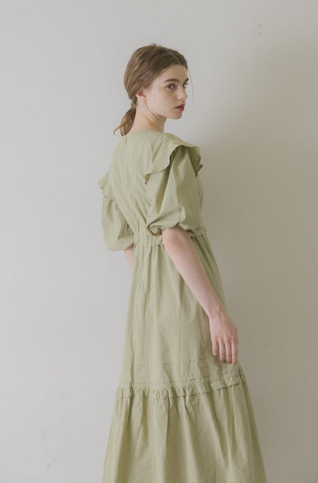 volume sleeve cotton frill onepiece