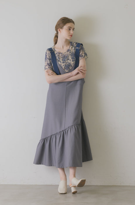 suspenders tiered jumper skirt