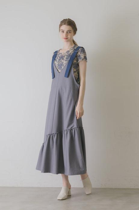suspenders tiered jumper skirt