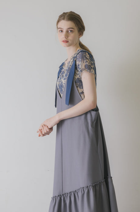suspenders tiered jumper skirt